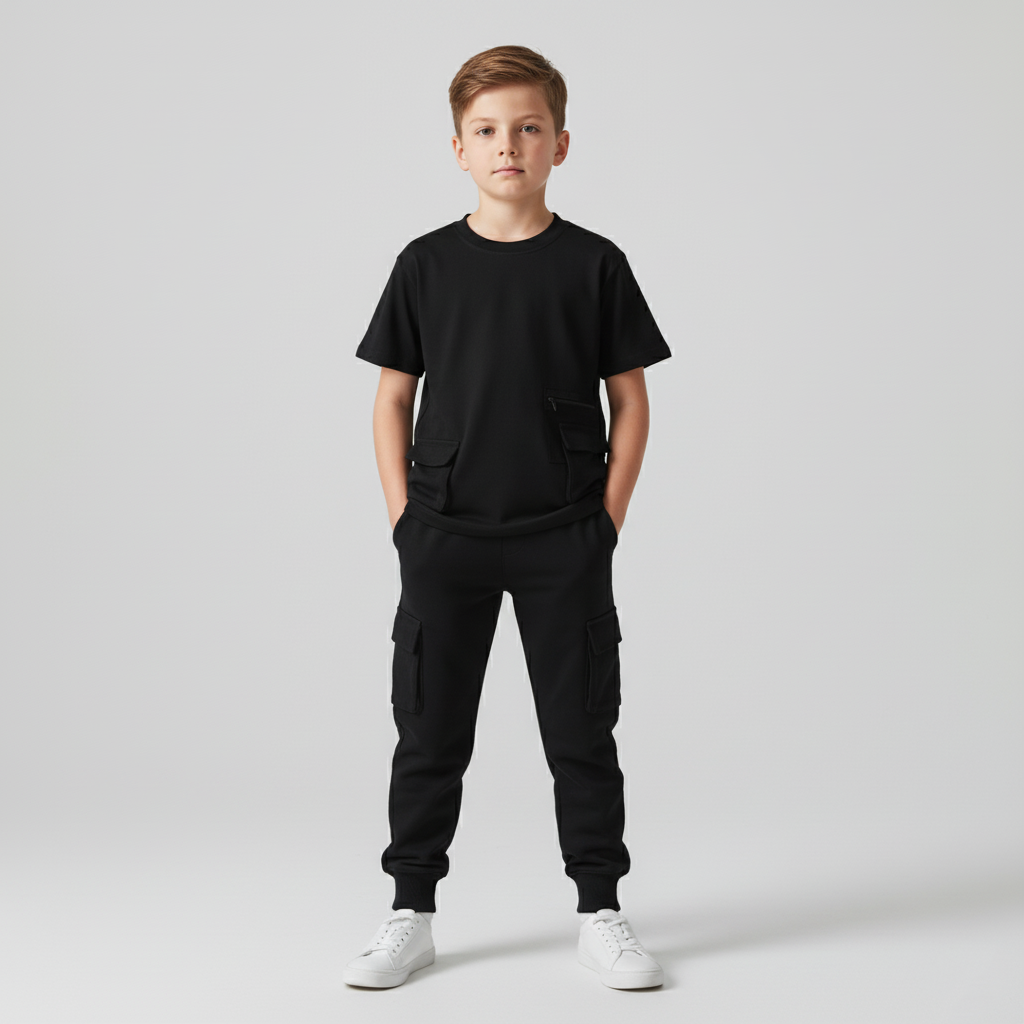 SAS Kids Cargo Pocket Tee & Jogger Set | Streetwear Comfort Outfit