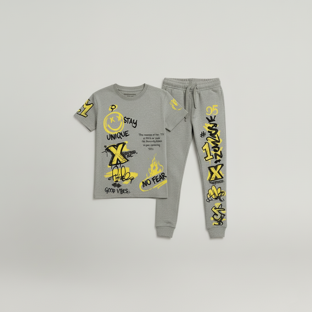 SAS Kids No Fear Set | Grey Graffiti Streetwear